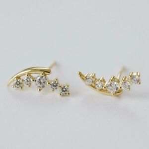 Yellow Gold Plated petite Crescent Earring  14K plated Brand New